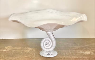White Swirl Footed Bowl