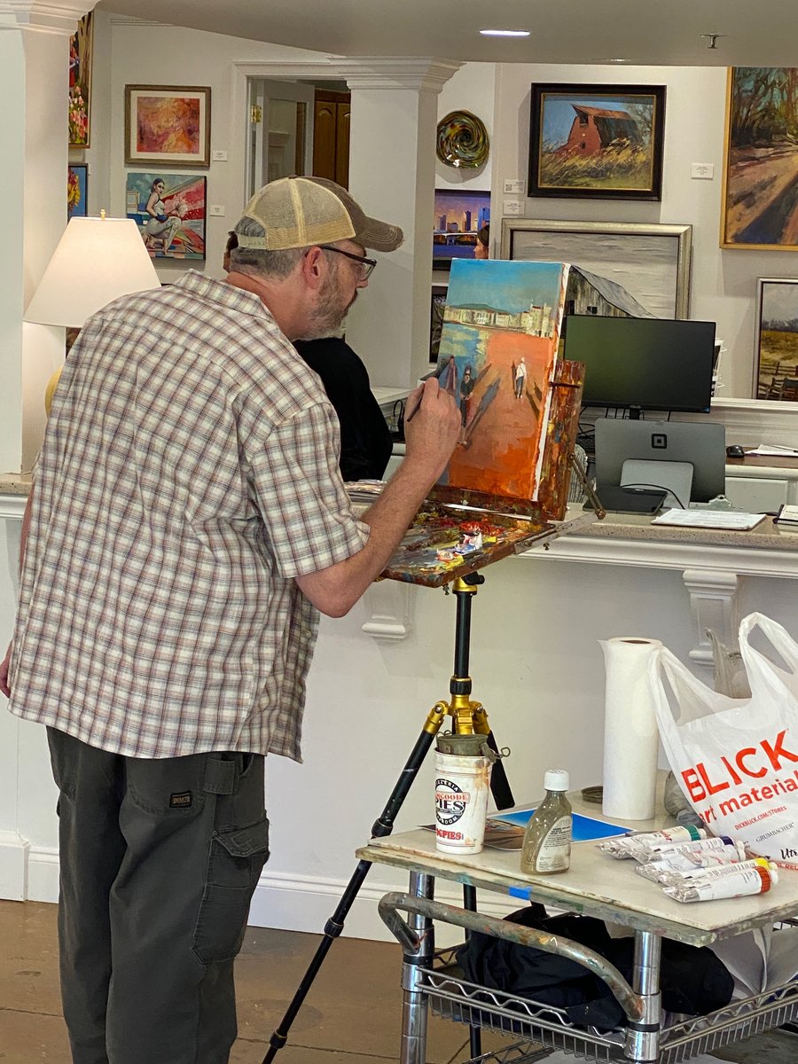 at the easel